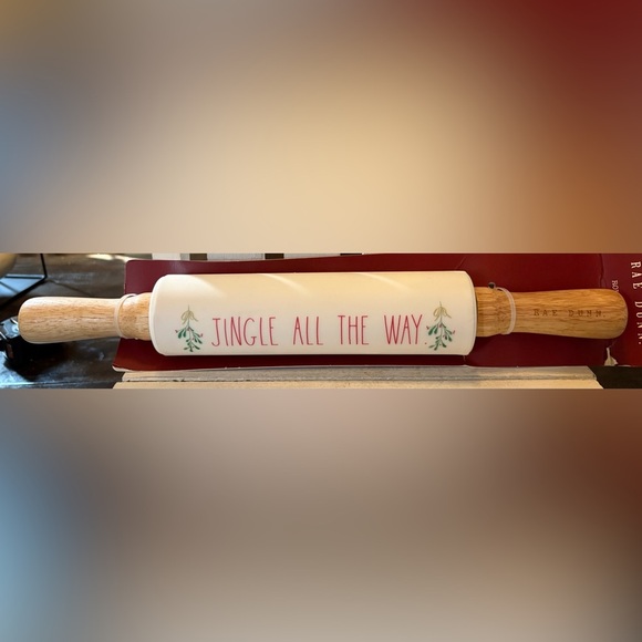 Rae Dunn White Rolling Pin with Wooden Handles - Picture 1 of 2